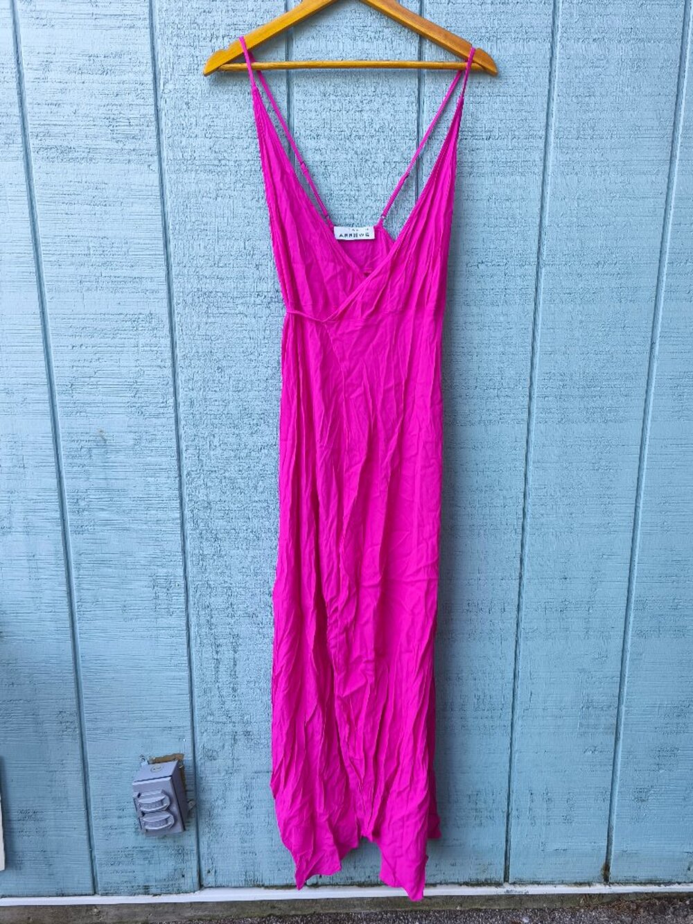 Two Arrows True Wrap Style Maxi Dress sz XS Hot Pink Beach It Girl Minimalist